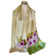 Art Nouveau Silk Shawl: Hand Painted Floral Satin Shawl 7