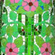 Art Nouveau Silk Shawl: Hand Painted Floral Satin Shawl 9