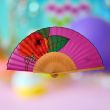 Hand-painted fuchsia silk fan: elegant Spanish pink and red fan