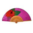 Hand-painted fuchsia silk fan: elegant Spanish red rose fan 2