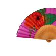 Hand-painted fuchsia silk fan: elegant Spanish fan, pink and red, 3
