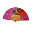Hand-painted fuchsia silk fan: elegant Spanish fan, pink and red, 5