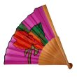 Hand-painted fuchsia silk fan: elegant Spanish fan, pink and red, 7