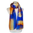 Hand-painted silk scarf – Blue and gold Habotai