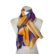 Hand-painted silk scarf – Blue and gold Habotai
