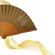 Folding fan in gold silk: hand-painted luxury accessory with crystal details 2