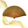 Folding fan in gold silk: hand-painted luxury accessory with crystal details 4