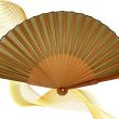 Folding fan in gold silk: hand-painted luxury accessory with crystal details 5