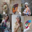 Hand Painted Silk Scarf: Lavender Yellow Habotai Shawl 10