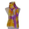 Hand Painted Silk Scarf: Lavender Yellow Habotai Shawl 6