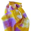 Hand Painted Silk Scarf: Lavender Yellow Habotai Shawl 9