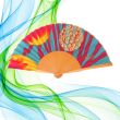 Ocean Breeze Silk Fan – Hand-Painted Turquoise and Fuchsia Folding Fan – Luxury Spanish Handmade Accessory