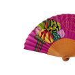 Abanico de seda rosa fucsia – Abanico plegable hecho a mano con hojas tropicales – Elegante accesorio de verano 3