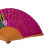 Abanico de seda rosa fucsia – Abanico plegable hecho a mano con hojas tropicales – Elegante accesorio de verano 4
