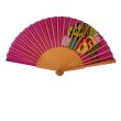 Abanico de seda rosa fucsia – Abanico plegable hecho a mano con hojas tropicales – Elegante accesorio de verano 5
