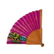 Abanico de seda rosa fucsia – Abanico plegable hecho a mano con hojas tropicales – Elegante accesorio de verano 6
