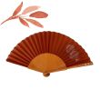 Folding silk fan in terracotta: elegant hand-painted fan with rhinestones