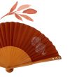 Abanico plegable de seda color terracota: elegante abanico pintado a mano con pedrería 2
