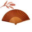 Folding silk fan in terracotta: elegant hand-painted fan with rhinestones 4