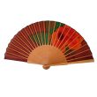 Hand-painted silk fan: Pink orange