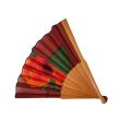 Hand-painted silk fan: Pink orange