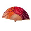Hand-painted silk folding fan: red and orange gradient