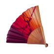 Abanico plegable de seda pintado a mano: degradado rojo y naranja