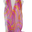 Fuchsia Sunset Silk Scarf – Hand-Painted Chiffon Shawl – Luxury Ombre Shawl 180 x 45 cm 2