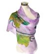 Chal de seda para boda con diseño de rosas verdes / Hermoso pañuelo largo de gasa con estampado floral violeta 2