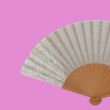 Elegant silk fan for brides: hand-painted white and silver folding fan