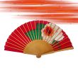 Abanico plegable de seda roja hecho a mano: accesorio floral español 4