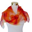 Sunset Glow Silk Scarf – Hand-Painted Chiffon Shawl – Luxury Lightweight Shawl 180 x 45 cm