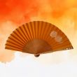 Amber silk folding fan: luxurious hand-painted fan with rhinestones