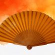 Amber silk folding fan: luxurious hand-painted fan with rhinestones 5