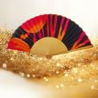 Ember Glow silk fan: hand-painted folding fan in red