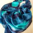 Bufanda de seda Deep Ocean – Chal de gasa azul pintado a mano – Chal hipoalergénico de lujo de 180 x 45 cm 6