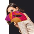 Hand-painted silk fan: Bold geometric design