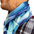 CALENTADOR DE CUELLO PINTADO A MANO, pañuelo de seda natural de satén azul marino para él, corbata de seda de tamaño mediano, pañuelo de moda verde azulado para hombre, regalo para él 5