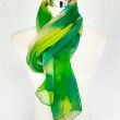 Bufanda de gasa verde lima pintada a mano - Elegante chal de seda 6