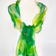 Bufanda de gasa verde lima pintada a mano - Elegante chal de seda 8