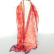 Silk scarf with fiery sunset effect – Hand-painted chiffon shawl – Luxury lightweight shawl 180 x 45 cm 2