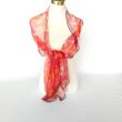 Silk scarf with fiery sunset effect – Hand-painted chiffon shawl – Luxury lightweight shawl 180 x 45 cm 4
