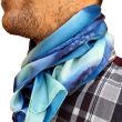 Hand-painted blue silk handkerchief for men: elegant satin tie