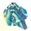 Men's Hand-Painted Blue Silk Handkerchief: Elegant Satin Tie 6