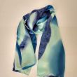 Men's Hand-Painted Blue Silk Handkerchief: Elegant Satin Tie 8
